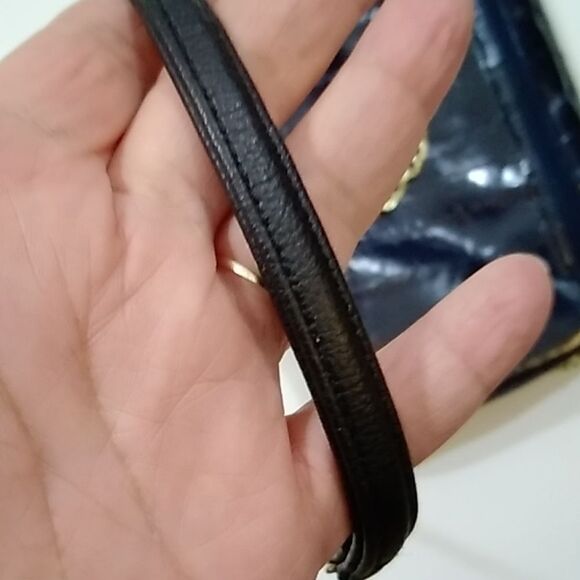 VINTAGE GENUINE LEATHER EEL SKIN WOMEN'S CROSSBODY AND HANDBAG ACCESSORIES DARK - Picture 15 of 15